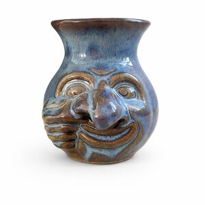 Vintage Ugly Face Pottery Egg Separator Jug